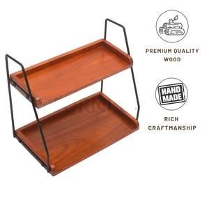 Estante para Especias Plegable de Dos Niveles, de Madera y Metal, Impermeable, Duradero, Diseño Moderno y Único, Artesanía Pura, Almacenamiento para Cocina y Hogar - Product Image 6