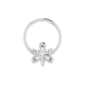 เครื่องประดับเจาะจมูกทองคำ 14K ดีไซน์กลีบดอกไม้บานสะพรั่ง ประดับเพชรธรรมชาติ 0.039 กะรัต ยี่ห้อ Ajretail - Product Image 3