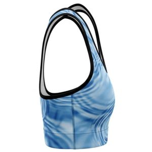 Women's Racerback Sport Bra Water Ripple Print Medium Support Breathable Spandex Polyester Yoga <b>Top</b> <b>Mesh</b> Back Summer Comfortable - Product Image 3