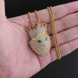Nuevo Colgante Hip Hop de Cabeza de León con Corona, Colgante de Moissanita, Joyería de Moissanita, Accesorios de Aleación, Collar Hiphop - Product Image 3