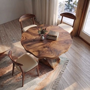 Dining <b>Table</b> Solid Wood Tabletop With Sculpture Dining Room Furniture 2026 Modern Luxury Dining Room Furniture Natural Wood - Product Image 4