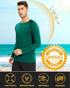 Camiseta de Protección Solar UV de Manga Larga para Hombre, Color Verde, de Secado Rápido, para Playa y Pesca - Product Image 3