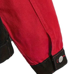 High Quality Wholesale Slim Fit <b>Men's</b> Canvas Denim <b>Jacket</b> with Front Logo Breathable & Eco-Friendly in White Red Black Colors - Product Image 5