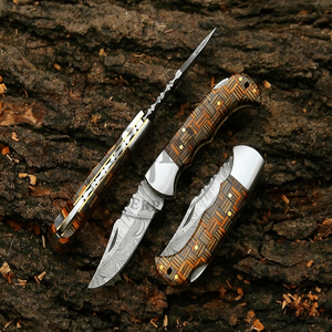 TARJ ENTERPRISES Navaja de bolsillo plegable de acero de Damasco hecha a mano, con mango de madera personalizado, punta de caída, EDC, supervivencia, industrial - Product Image 6