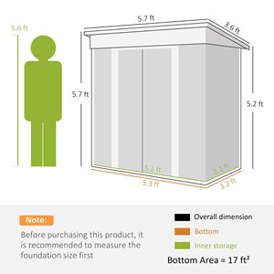 "<b>4x6</b> Metal Garden Shed with Dual Locking Doors 2 Air Vents Steel <b>Frame</b> Backyard Lawn Storage Black" - Product Image 3