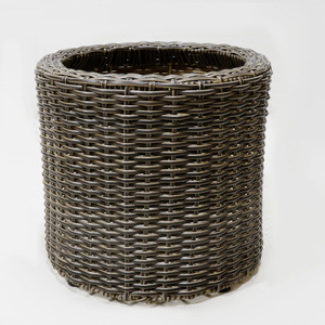 Modern Woven Round Planters Set with Black <b>Liner</b> Stacking Design for Indoor Outdoor Use - Product Image 3