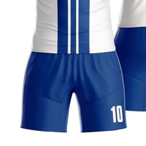 Shorts de football bleus pour hommes avec numéro 10 blanc imprimé par sublimation, taille élastique, coupe régulière, vêtements de sport toutes saisons - Product Image 4