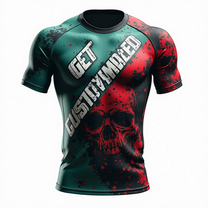 Rashguard de MMA athlétique personnalisé, tissu extensible à séchage rapide, compression intégrale, manches courtes, léger, respirant, Kimono Jiu Jitsu - Product Image 3