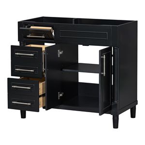 Solid Wood 36-Inch Bathroom Vanity Freestanding Storage Cabinet with 2 Drawers & Tipout Drawer Sink Vanishing Product Category - Product Image 3