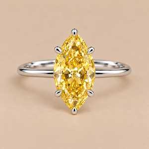 Bague solitaire en diamant ovale jaune vif étincelant de 2,00 carats pour femme, en argent 925, cultivé en laboratoire, cadeau surprise, bijoux - Product Image 5