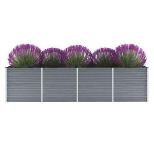 Bac à légumes surélevé en acier galvanisé gris robuste 126.0x31.5x30.3 po - Product Image 1