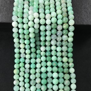 Cuentas Redondas Lisas de Crisoprasa 100% Naturales, Certificadas por IGI, Grado AA, de 7.5mm-8.5mm, Color Verde Piedra, Gemas Vivaaz con Fuego - Product Image 2