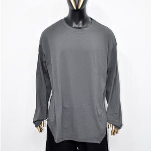 T-shirt long à manches longues en jersey 100 % coton épais pour homme SME, coupe latérale, sans logo, coupe ample et oversize - Product Image 3