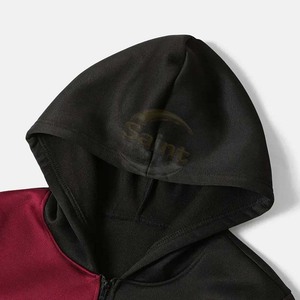 SAINT APPARELS Conjunto de Sudadera con Capucha y Cremallera y Pantalones de Chándal para Hombre, Estilo Vintage, Color Negro y Granate con Bloques de Color, 100% Algodón Transpirable - Product Image 3