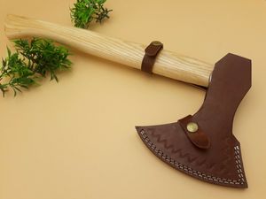 Premium <b>Engraved</b> Utility Hatchet Wooden Handle Outdoor <b>Tool</b> Wholesale Supplier Custom Pattern Steel Camping Hatchet With Leather - Product Image 6