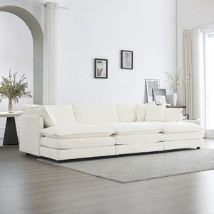 Divano Componibile a U Super Morbido e Reversibile a 6 Posti con 3 Pouf e 3 Cuscini Decorativi, Seduta Profonda e Confortevole per Soggiorno - Product Image 2