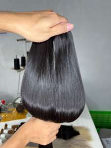 Extensions de cheveux humains lisses, tissage osseux de haute qualité avec fermeture frontale assortie, vente en gros - Product Image 3