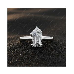 Anillo de Compromiso Solitario de Plata de Ley 925 Chapado en Oro Fino de 18k con Diamante Cultivado en Laboratorio de 3CT con Corte Caballo de Ajedrez, Certificado GIA IGI, Regalo - Product Image 1