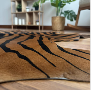 Alfombra de piel de vaca con estampado de cebra y tigre, piel natural con pelo, alfombra de cuero genuino con estampado animal, decoración para sala de estar, venta al por mayor - Product Image 2