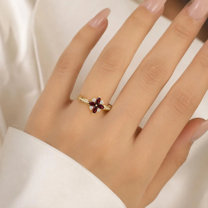 Elegant Red <b>Garnet</b> Floral Engagement <b>Ring</b> Marquise Cut Deep Red Gemstone Wedding <b>Ring</b> 925 Sterling <b>Silver</b> 18K Gold Filled Gift - Product Image 3