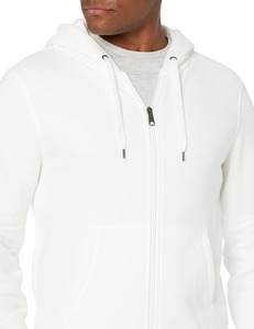 Men <b>White</b> Hooded <b>Zip</b>-<b>Up</b> Sweatshirt Regular Fit French Terry Casual Jacket With Pockets Breathable Autumn Wear - Product Image 4