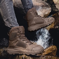Bottes de randonnée tactiques mi-hautes pour homme, antidérapantes, en similicuir PU, avec semelle en caoutchouc, pour le trekking en extérieur et le désert