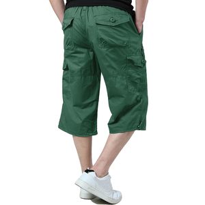 Pantalones Cortos Capri de Lona Verde para Hombre, Casuales, de Secado Rápido y Transpirables, con Cintura Elástica para Uso Diario, Entrenamientos y Actividades al Aire Libre - Product Image 2