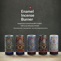 Nouveau modèle 2-en-1 : Brûleur électrique de charbon et d'oud, brûleur d'encens électronique en émail noir pour la maison, le bureau et la voiture