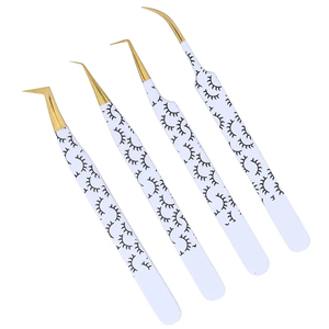 Ensemble de 4 pinces à cils de haute qualité, antistatiques, durables, avec poignée diamantée, en acier japonais, pour extensions de cils. - Product Image 6