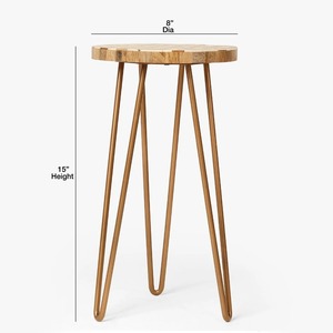 handmade premium quality Round Side Table Mosaic Wood Top Metal Hairpin Leg Accent Stool for Living Room Bedroom - Product Image 6
