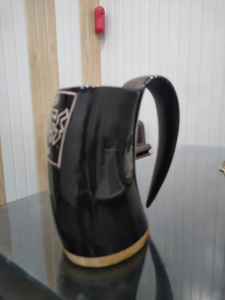 Auténtica Taza de Cuerno de Buey Premium para Beber, Estilo Vikingo Nórdico, con Diseño de Barco de Batalla, Excelente Tallado, Pieza Histórica, Cuernos de Víbora - Product Image 2