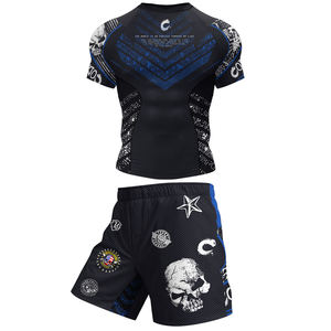 Custom Men's Full Sleeve Rash Guard Black Blue <b>Skull</b> Print Spandex Polyester Quick Dry Seamless Fusing Kit UPF50+ Breathable - Product Image 6