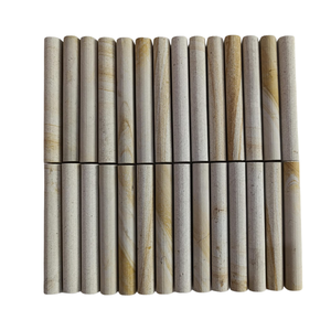 Revêtement mural en pierre naturelle de qualité supérieure, carreaux cannelés traditionnels, style bambou, pierre de Palimo dorée, extérieur, taille 30x30 cm - Product Image 1