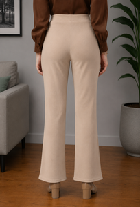 Pantalon large pour femme en crêpe, couleur unie, anti-plis, taille élastique, coupe droite, longueur complète, idéal pour le bureau - Product Image 2