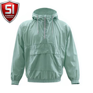 Men's Hooded Quarter-Zip Windbreaker <b>Jacket</b> <b>Lightweight</b> Polyester Casual <b>Summer</b> Outerwear with Pockets with Front Logo - Product Image 1