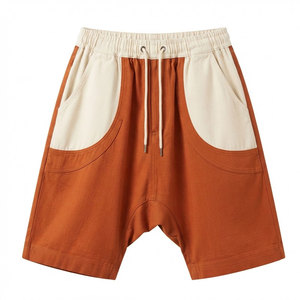 Relaxed Fit Drop Crotch <b>Shorts</b> <b>Men</b> Baggy <b>Knee</b> <b>Length</b> Wide Leg Drawstring Waist Cotton Blend Urban Streetwear - Product Image 1
