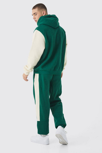 Men Oversized Slim Fit Autumn Blocking Hooded <b>Tracksuit</b> Men Custom Logo Cotton Jogger Set Wholesale Jogger set Sportswear - Product Image 3