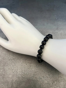 Bracelet en tourmaline noire perlée 8 mm, sphères polies, qualité supérieure, bijoux en pierre de cristal pour femmes et hommes, Feng Shui, guérison - Product Image 2