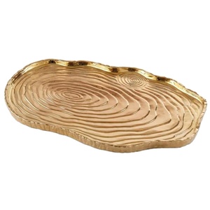 Plateaux et plats décoratifs de luxe, présentoir à fruits et gâteaux, plateaux dorés, artisanat en métal, accessoires de table pour mariage, plats de service - Product Image 1