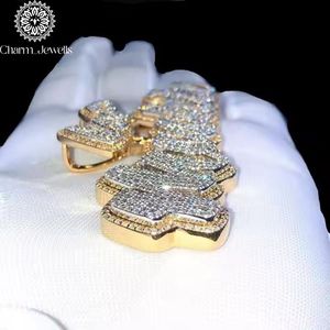 Charm_Jewells Colgante de Moissanita Chapado en Oro de 22K con Micro Pavé, Letra Personalizada, Estilo Hiphop, Regalo Unisex - Product Image 2