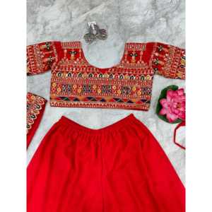 Blusa Sharara de poliéster roja de diseño Valam Fashion y dupatta para fiesta, conjunto Salwar Kameez - Product Image 3