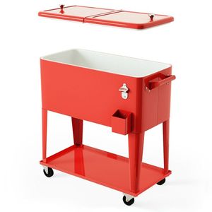 Carrello Frigo Portatile da Esterno con Ruote per Feste, Contenitore Refrigerante Mobile per Bevande, Birra e Cola - Product Image 5