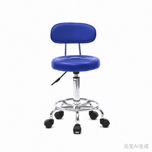 Round Shape Adjustable Salon <b>Stool</b> <b>with</b> <b>Back</b> Blue Line Design Comfortable Salon Furniture - Product Image 1