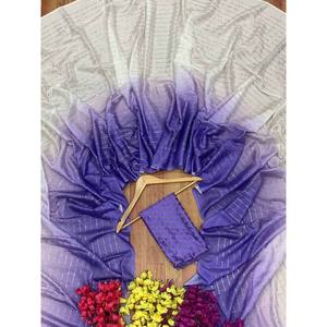 Soft Chinnon Saree con impresión digital de trabajo Purple Party Wear Vestido de noche - Product Image 1