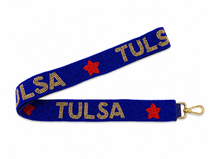Correa de Hombro Personalizada Hecha a Mano con Cuentas de Vidrio para el Día del Partido de Tulsa, Correa para Bolso Deportivo Universitario, OEM ODM Venta al por Mayor India - Product Image 1