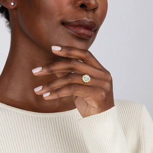 Botanical <b>Sunflower</b> Cluster Diamond Engagement <b>Ring</b> - Product Image 6