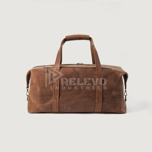 Bolsa de lona de cuero genuino de primera calidad, venta al por mayor con MOQ bajo, bolsa de viaje vintage de gran capacidad, bolsa de fin de semana para el gimnasio. - Product Image 6