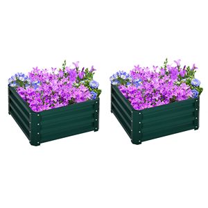 Lot de 2 bacs à plantes carrés en métal galvanisé à fond ouvert, jardinières surélevées, cadre en acier résistant aux intempéries, anti-rouille, faciles à assembler - Product Image 1