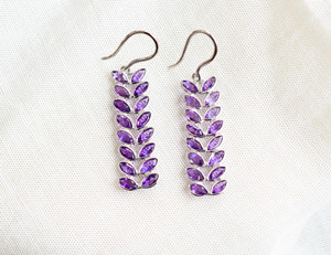 Boucles d'oreilles pendantes en améthyste marquise à plusieurs niveaux pour revendeurs en gros, style tendance, bijoux à la mode à vendre - Product Image 2