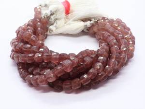 AAA Natural Strawberry Faceted Cube Beads 6-7 MM Strawberry <b>Gemstone</b> Beads 8 Inch Faceted Red Strawberry 3D Cube Beads Jewelry - Product Image 5